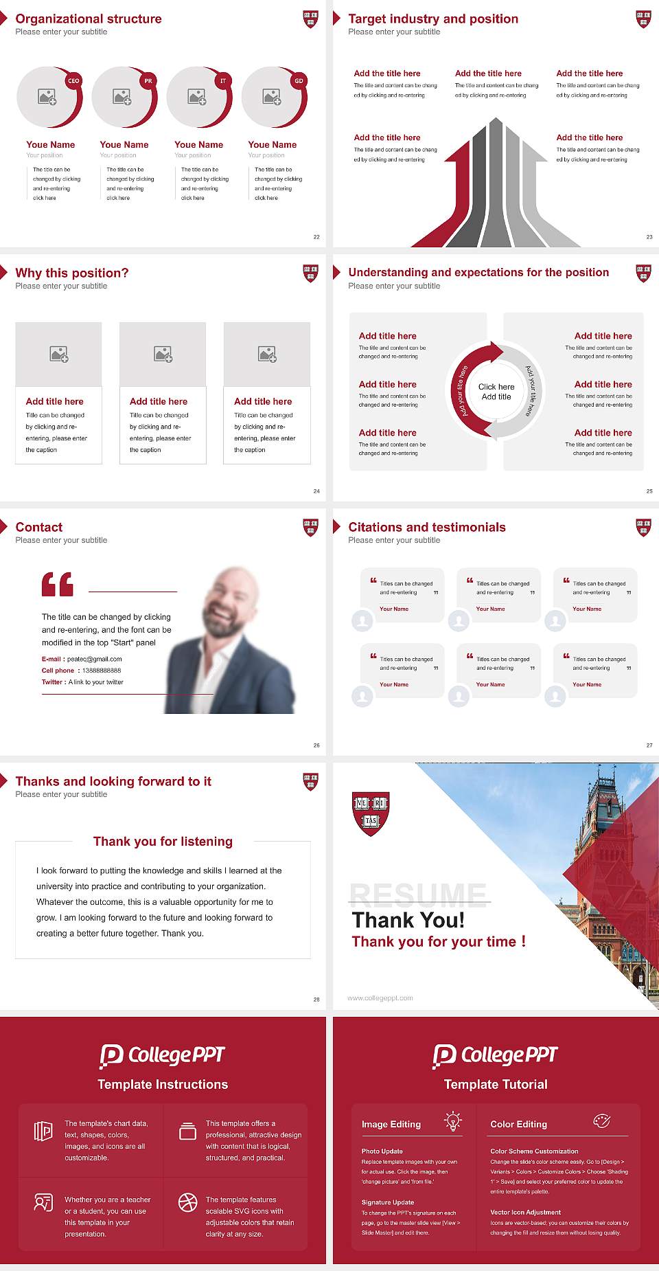 Harvard University Resume PPT Template4:3 ratio PPT effect preview image4