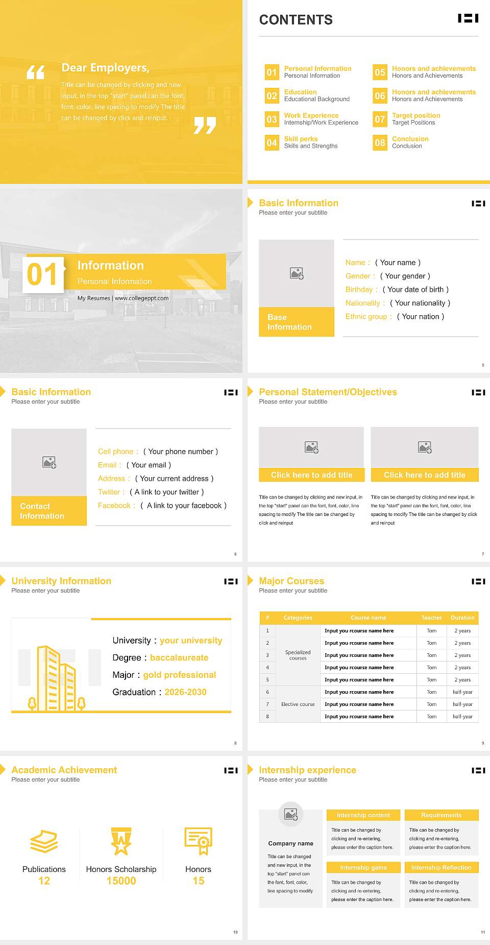 Hampshire College Resume PPT Template4:3 ratio PPT effect preview image2