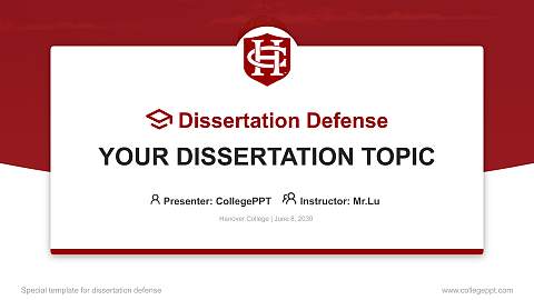 Hanover College Graduation Thesis Defense PPT Template