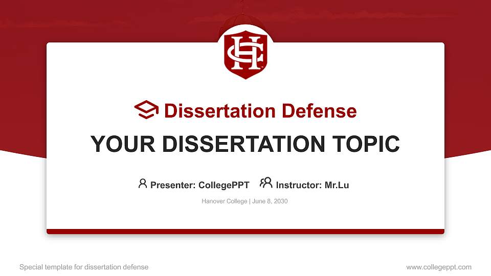 Hanover College Graduation Thesis Defense PPT Template16:9 ratio PPT effect preview image