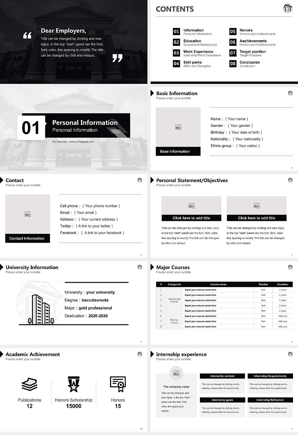 Harding University Resume PPT Template16:9 ratio PPT effect preview image2