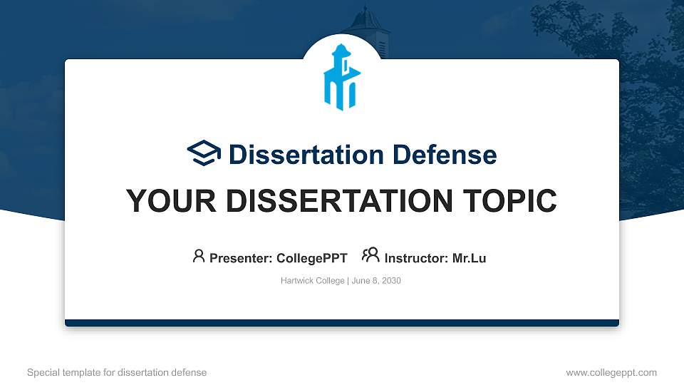 Hartwick College Graduation Thesis Defense PPT Template16:9 ratio PPT effect preview image