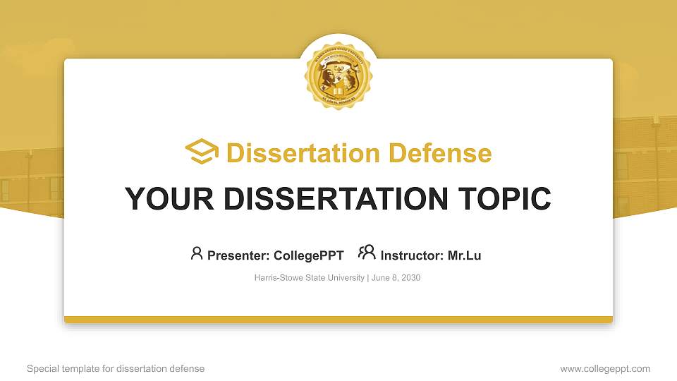 Harris-Stowe State University Graduation Thesis Defense PPT Template16:9 ratio PPT effect preview image