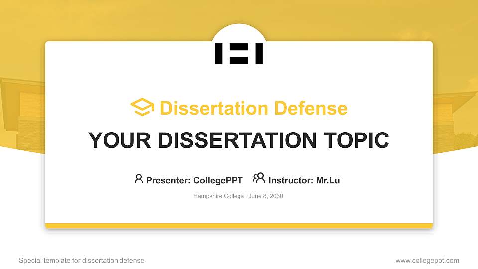 Hampshire College Graduation Thesis Defense PPT Template16:9 ratio PPT effect preview image