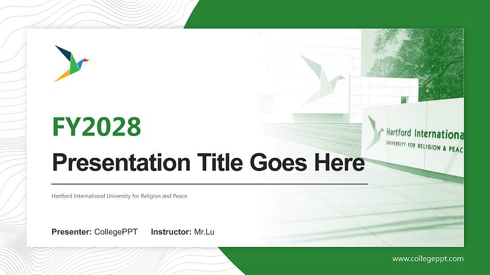 Hartford International University for Religion and Peace Academic Presentation/Research Findings Report PPT Template16:9 ratio PPT effect preview image