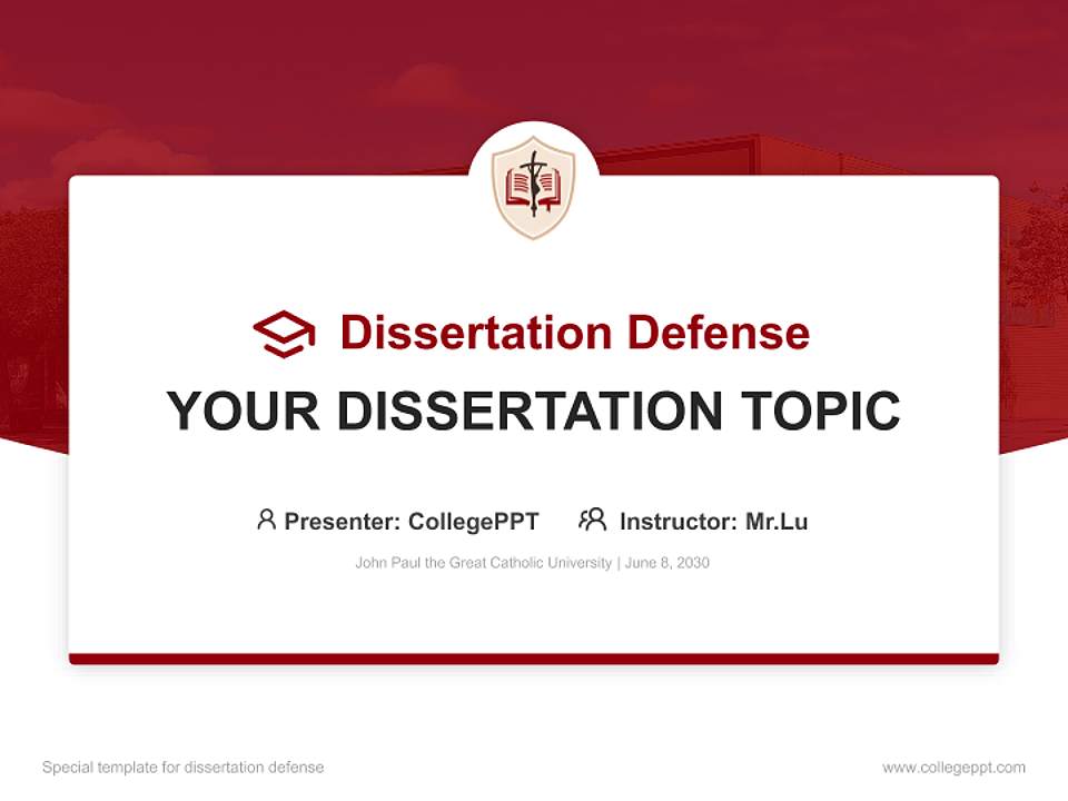 John Paul the Great Catholic University Graduation Thesis Defense PPT Template4:3 ratio PPT effect preview image7