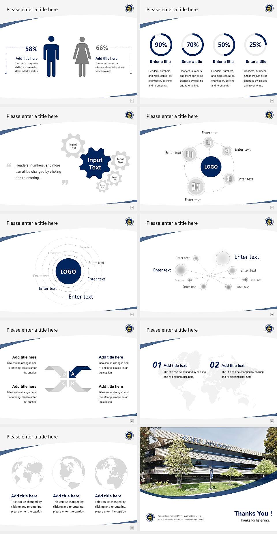 John F. Kennedy University Course/Courseware Creation PPT Template4:3 ratio PPT effect preview image4