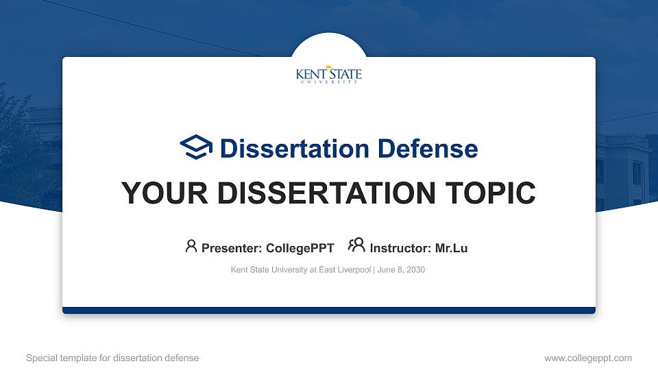 Kent State University at East Liverpool Graduation Thesis Defense PPT Template16:9 ratio PPT effect preview image