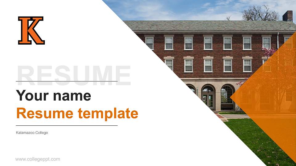 Kalamazoo College Resume PPT Template16:9 ratio PPT effect preview image