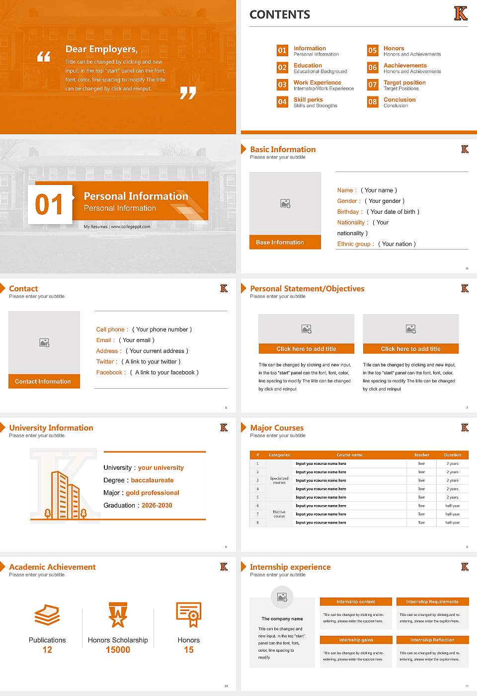 Kalamazoo College Resume PPT Template16:9 ratio PPT effect preview image2