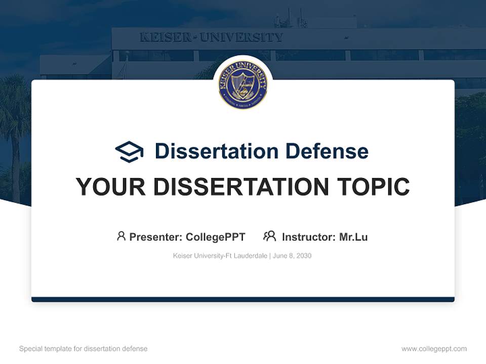 Keiser University-Ft Lauderdale Graduation Thesis Defense PPT Template4:3 ratio PPT effect preview image7