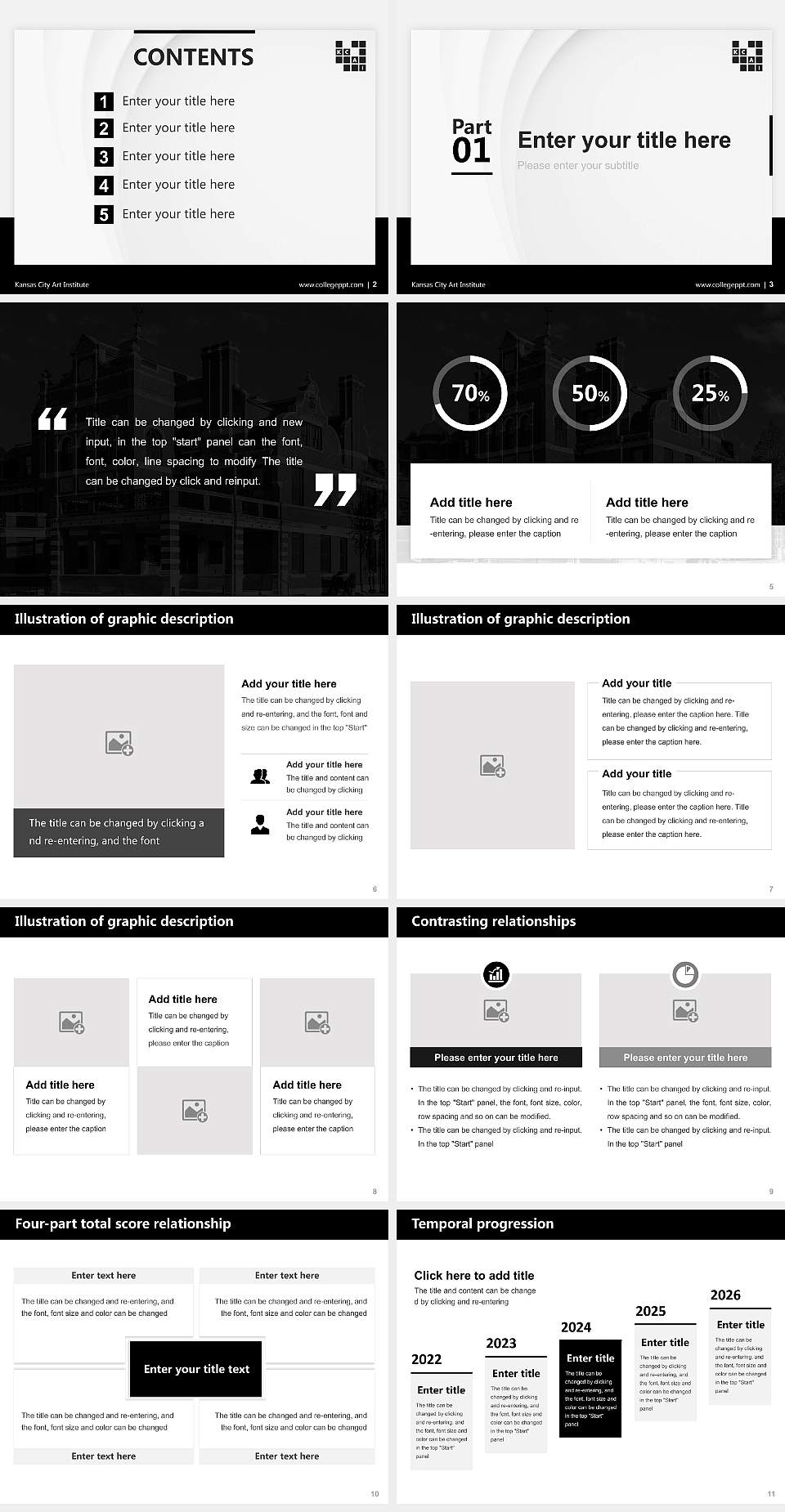 Kansas City Art Institute Thesis Proposal/Graduation Defense PPT Template4:3 ratio PPT effect preview image2