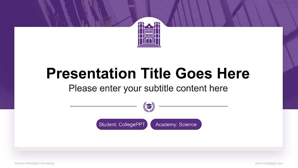 Kansas Wesleyan University National Scholarship Defense PPT Template16:9 ratio PPT effect preview image