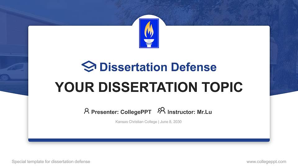 Kansas Christian College Graduation Thesis Defense PPT Template16:9 ratio PPT effect preview image