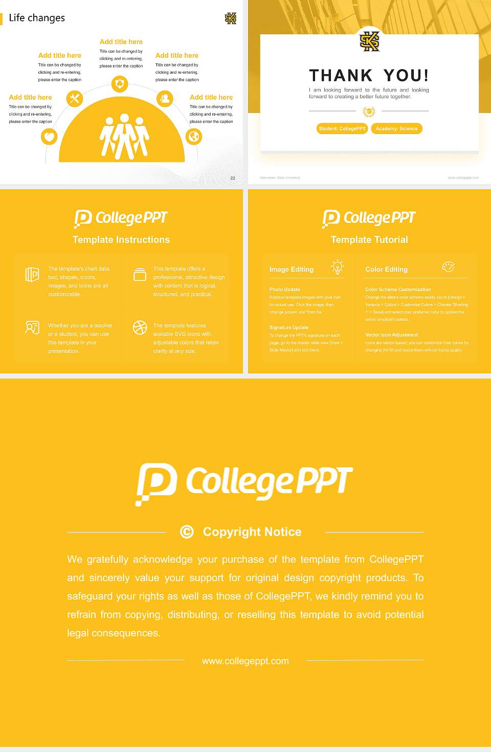 Kennesaw State University National Scholarship Defense PPT Template4:3 ratio PPT effect preview image4