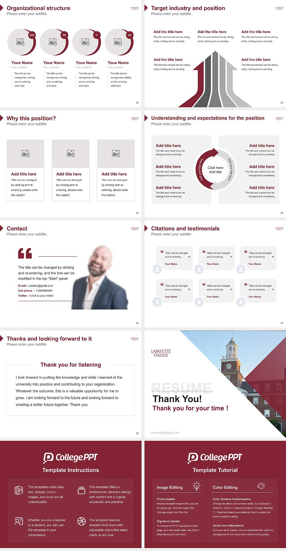 Lafayette College Resume PPT Template4:3 ratio PPT effect preview image4