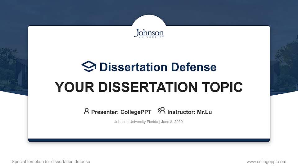 Johnson University Florida Graduation Thesis Defense PPT Template16:9 ratio PPT effect preview image
