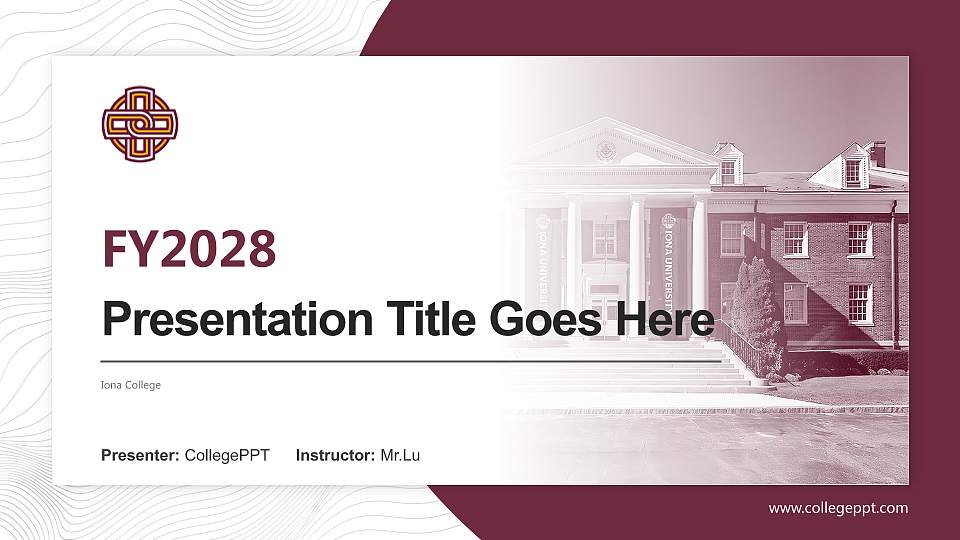 Iona College Academic Presentation/Research Findings Report PPT Template16:9 ratio PPT effect preview image