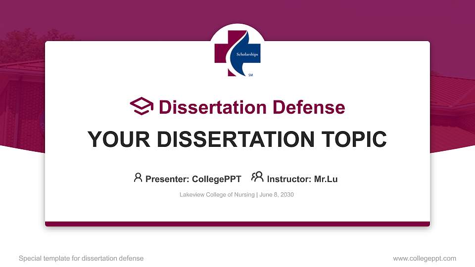 Lakeview College of Nursing Graduation Thesis Defense PPT Template16:9 ratio PPT effect preview image