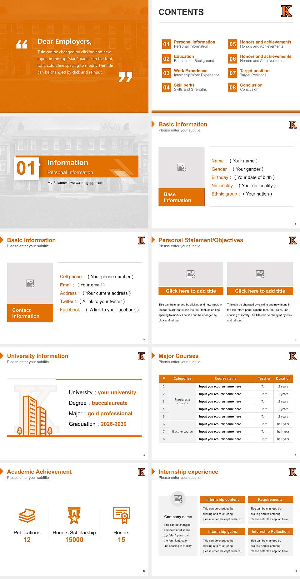 Kalamazoo College Resume PPT Template4:3 ratio PPT effect preview image2