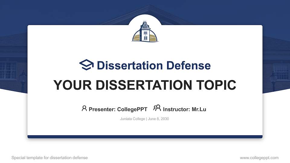 Juniata College Graduation Thesis Defense PPT Template16:9 ratio PPT effect preview image
