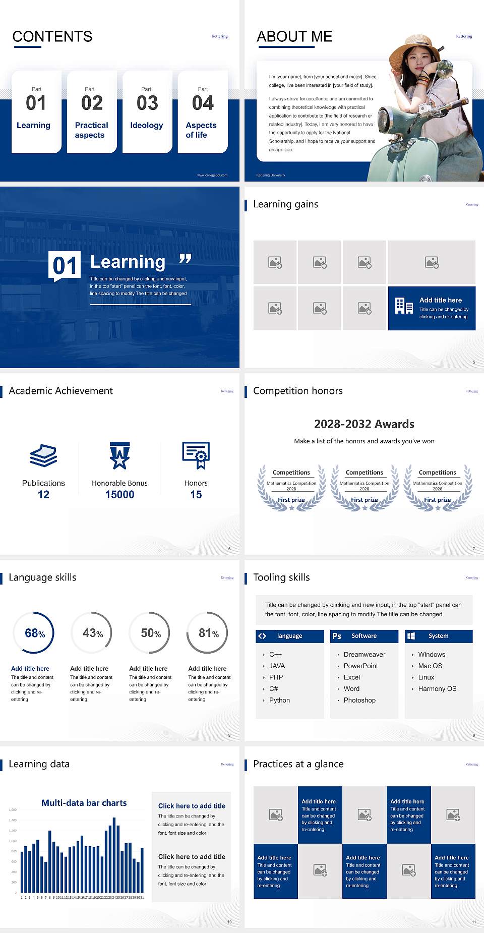 Kettering University National Scholarship Defense PPT Template4:3 ratio PPT effect preview image2