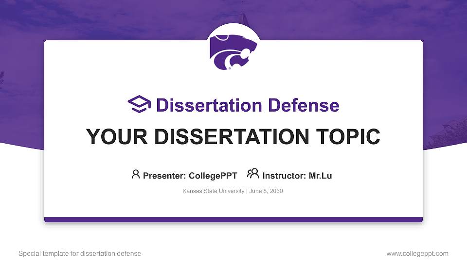 Kansas State University Graduation Thesis Defense PPT Template16:9 ratio PPT effect preview image