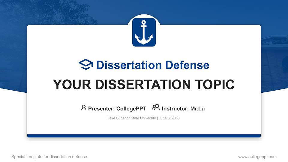 Lake Superior State University Graduation Thesis Defense PPT Template16:9 ratio PPT effect preview image