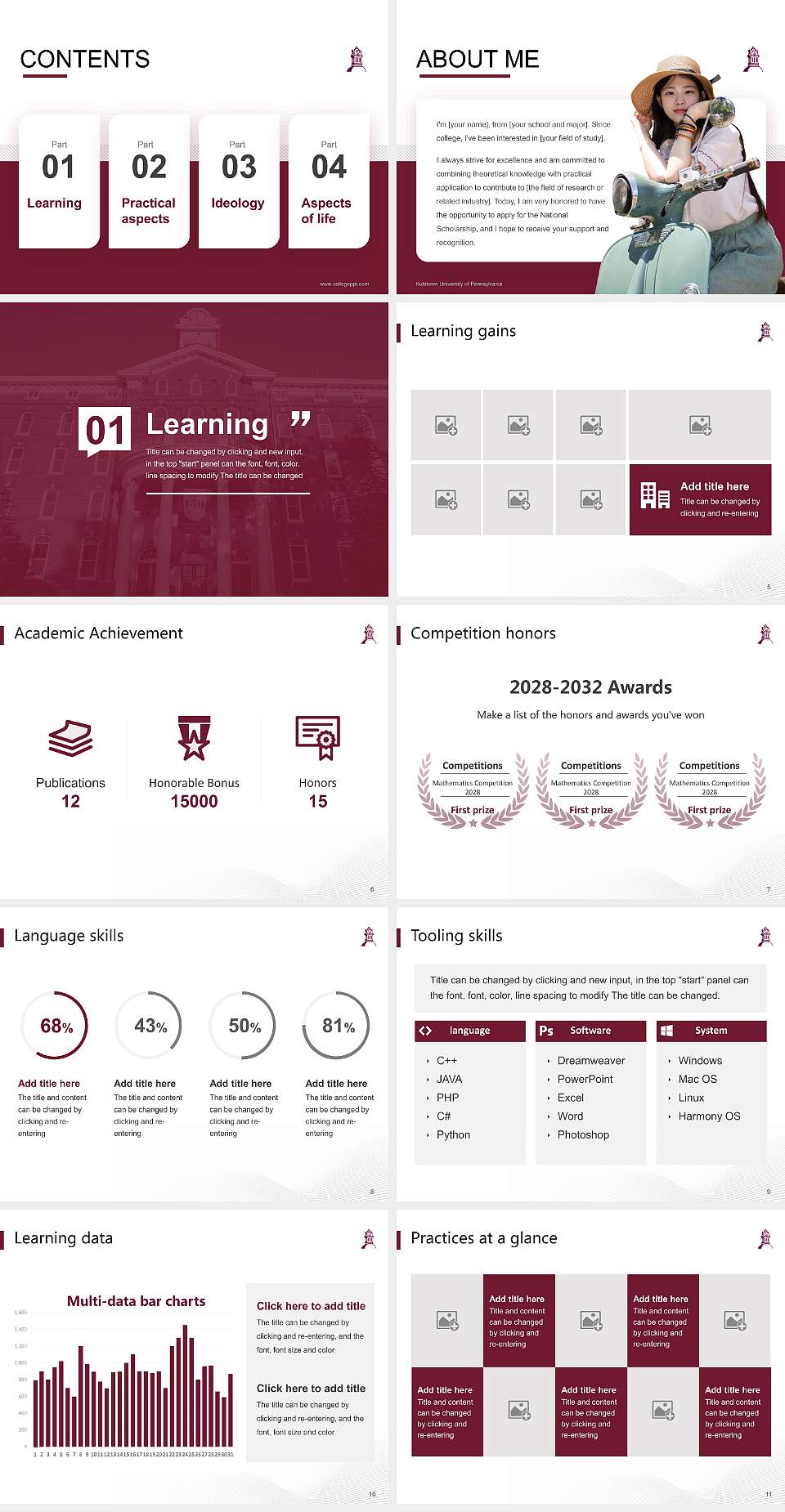 Kutztown University of Pennsylvania National Scholarship Defense PPT Template4:3 ratio PPT effect preview image2