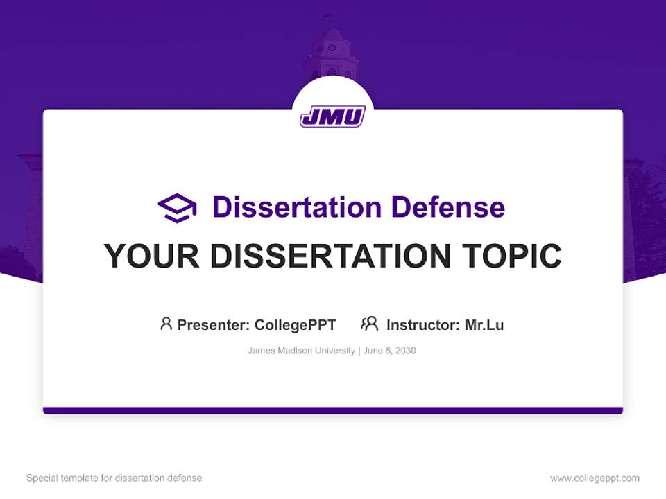 James Madison University Graduation Thesis Defense PPT Template4:3 ratio PPT effect preview image7