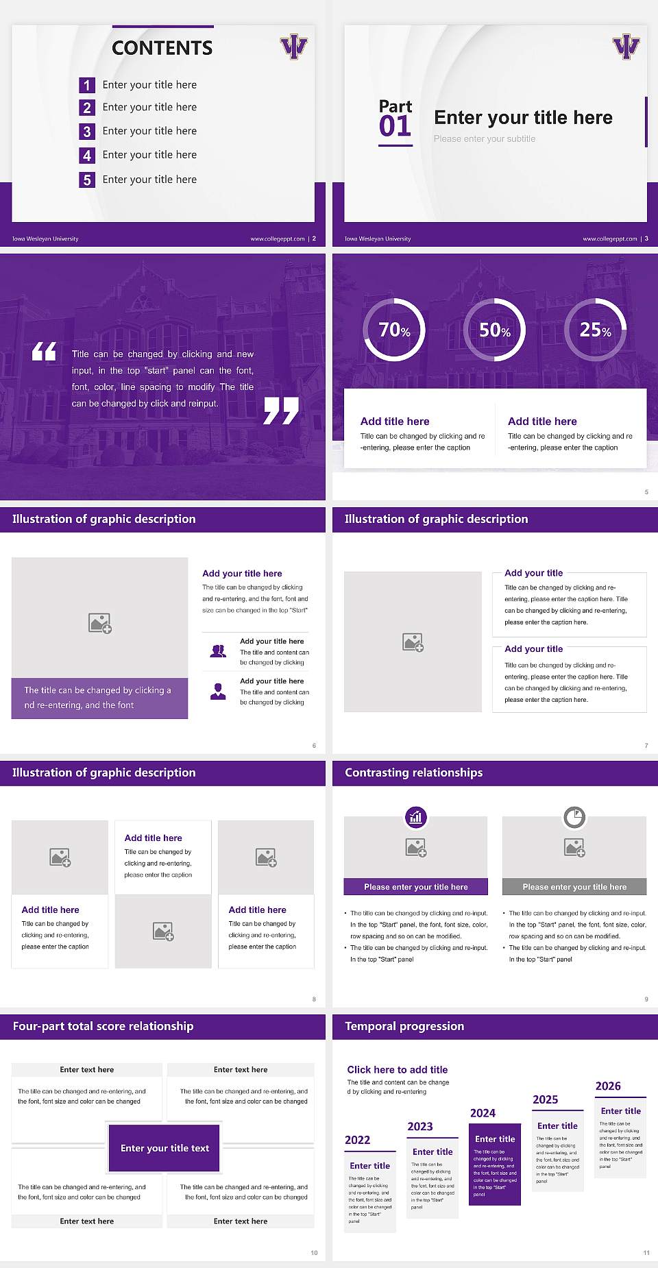 Iowa Wesleyan University Thesis Proposal/Graduation Defense PPT Template4:3 ratio PPT effect preview image2