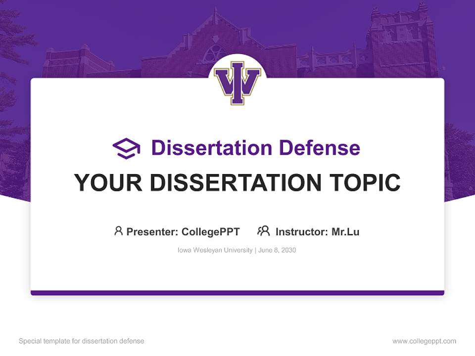 Iowa Wesleyan University Graduation Thesis Defense PPT Template4:3 ratio PPT effect preview image7
