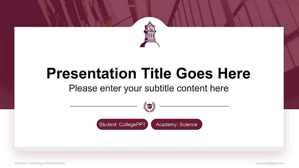 Kutztown University of Pennsylvania National Scholarship Defense PPT Template16:9 ratio PPT effect preview image
