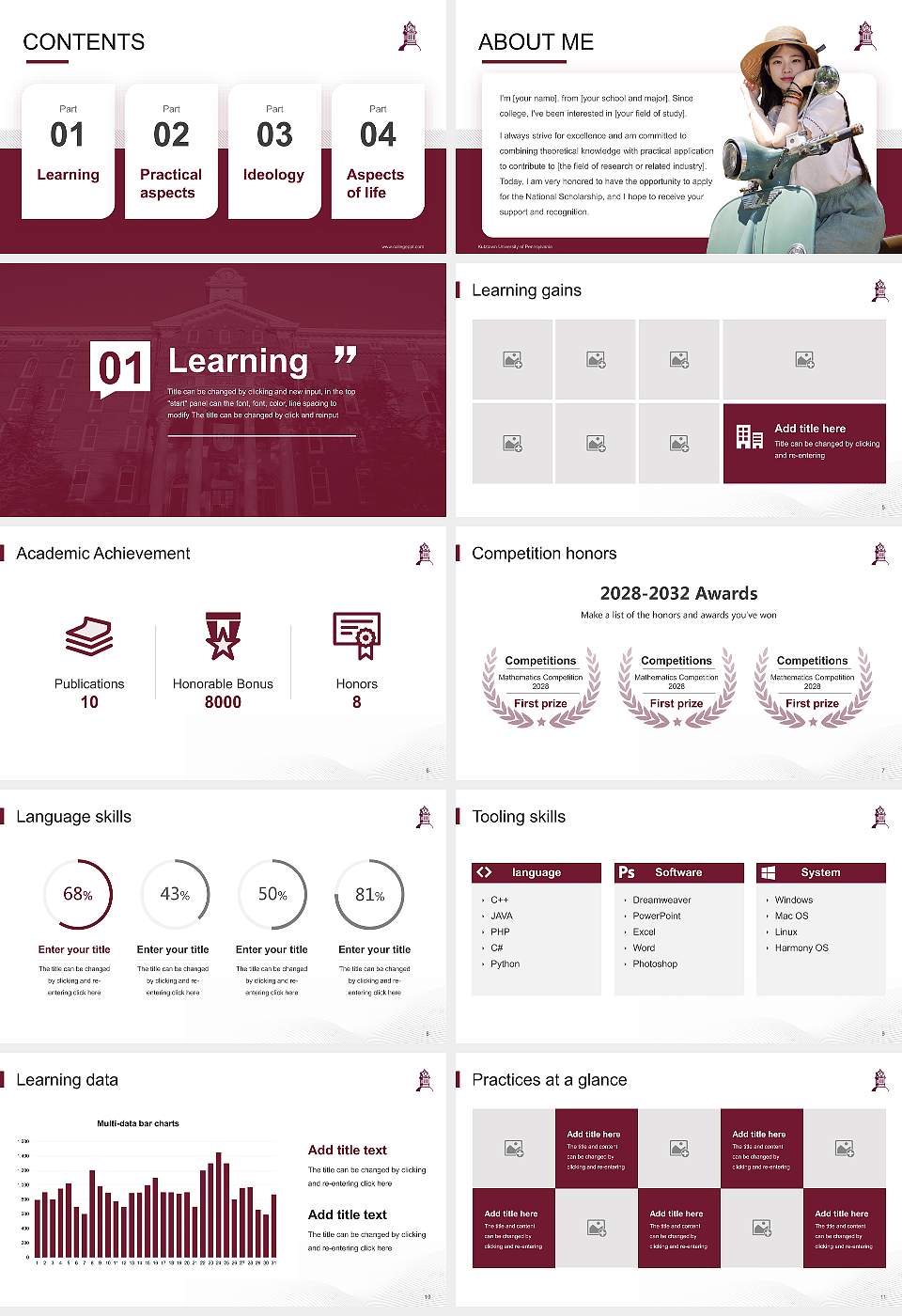 Kutztown University of Pennsylvania National Scholarship Defense PPT Template16:9 ratio PPT effect preview image2