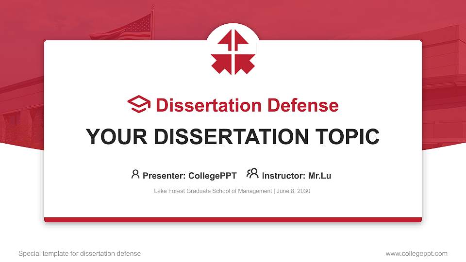 Lake Forest Graduate School of Management Graduation Thesis Defense PPT Template16:9 ratio PPT effect preview image