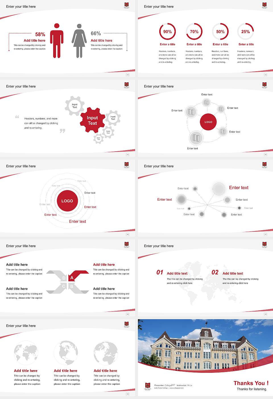 Lake Forest College Course/Courseware Creation PPT Template16:9 ratio PPT effect preview image4