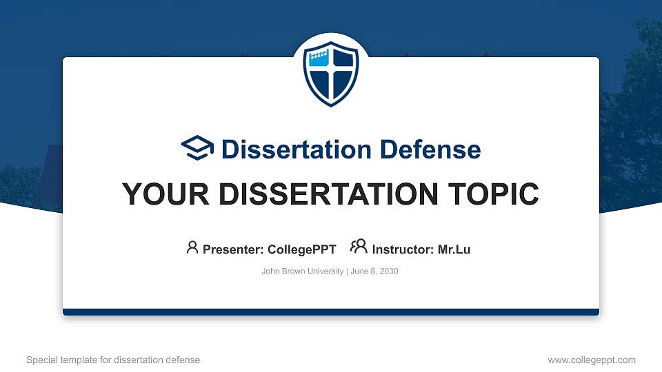 John Brown University Graduation Thesis Defense PPT Template16:9 ratio PPT effect preview image
