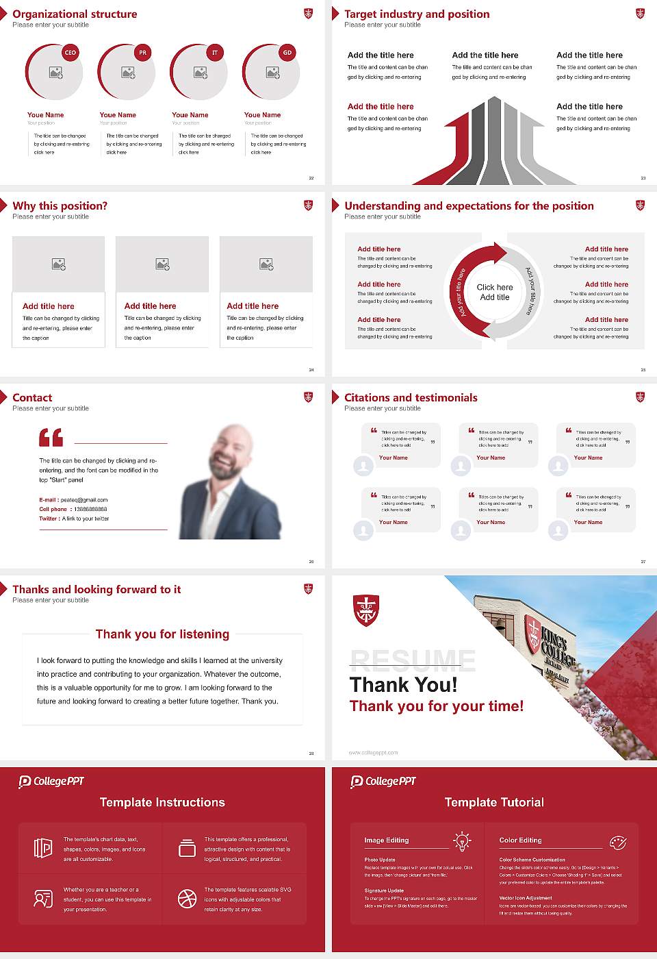 King’s College (Pennsylvania) Resume PPT Template16:9 ratio PPT effect preview image4
