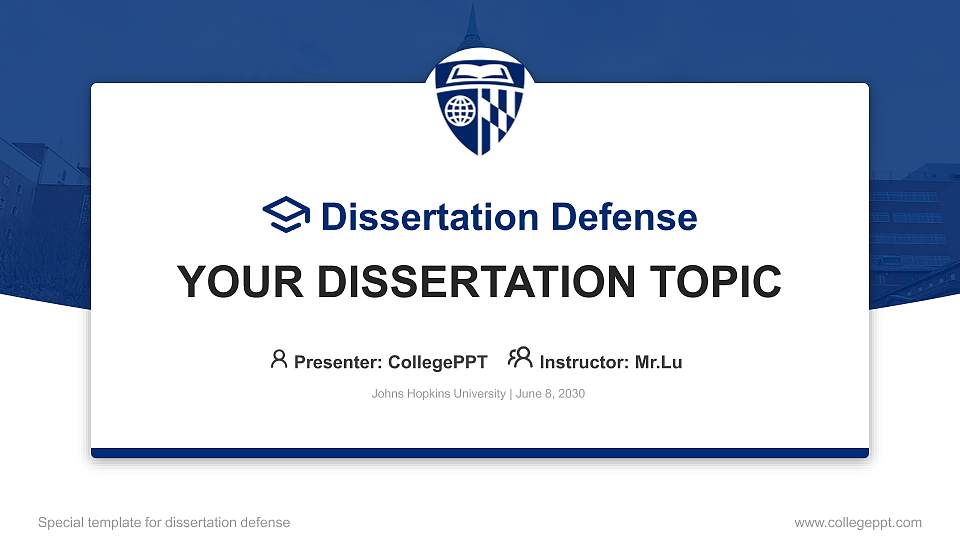 Johns Hopkins University Graduation Thesis Defense PPT Template16:9 ratio PPT effect preview image