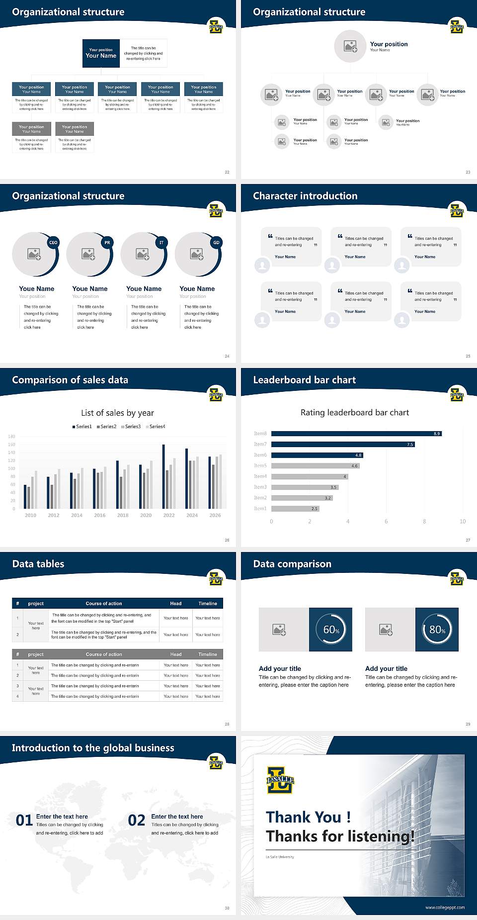 La Salle University Academic Presentation/Research Findings Report PPT Template4:3 ratio PPT effect preview image4