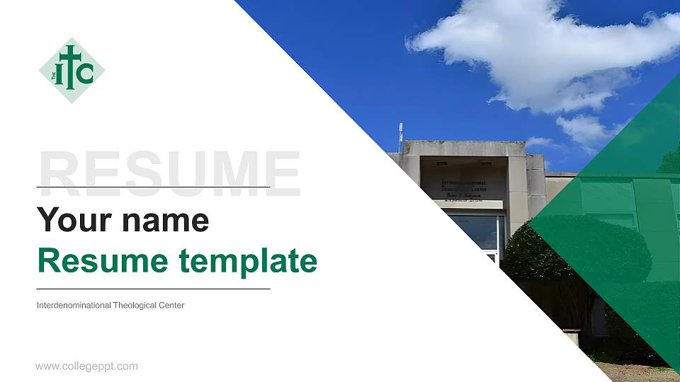 Interdenominational Theological Center Resume PPT Template16:9 ratio PPT effect preview image