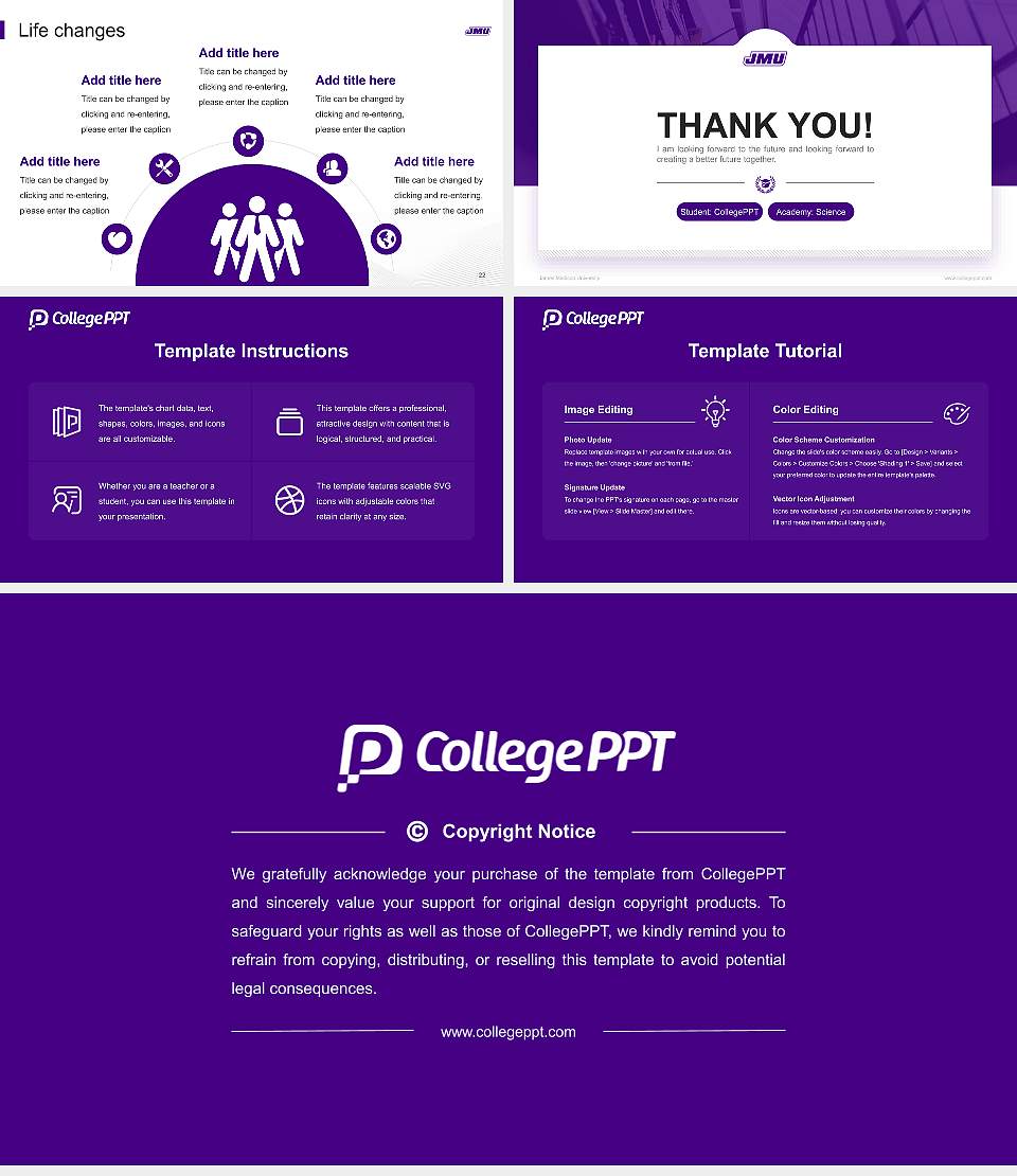 James Madison University National Scholarship Defense PPT Template16:9 ratio PPT effect preview image4