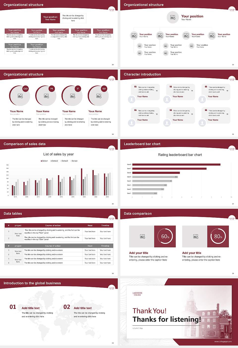Lafayette College Academic Presentation/Research Findings Report PPT Template16:9 ratio PPT effect preview image4