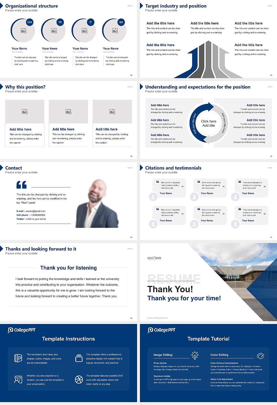 Kent State University at Salem Resume PPT Template16:9 ratio PPT effect preview image4