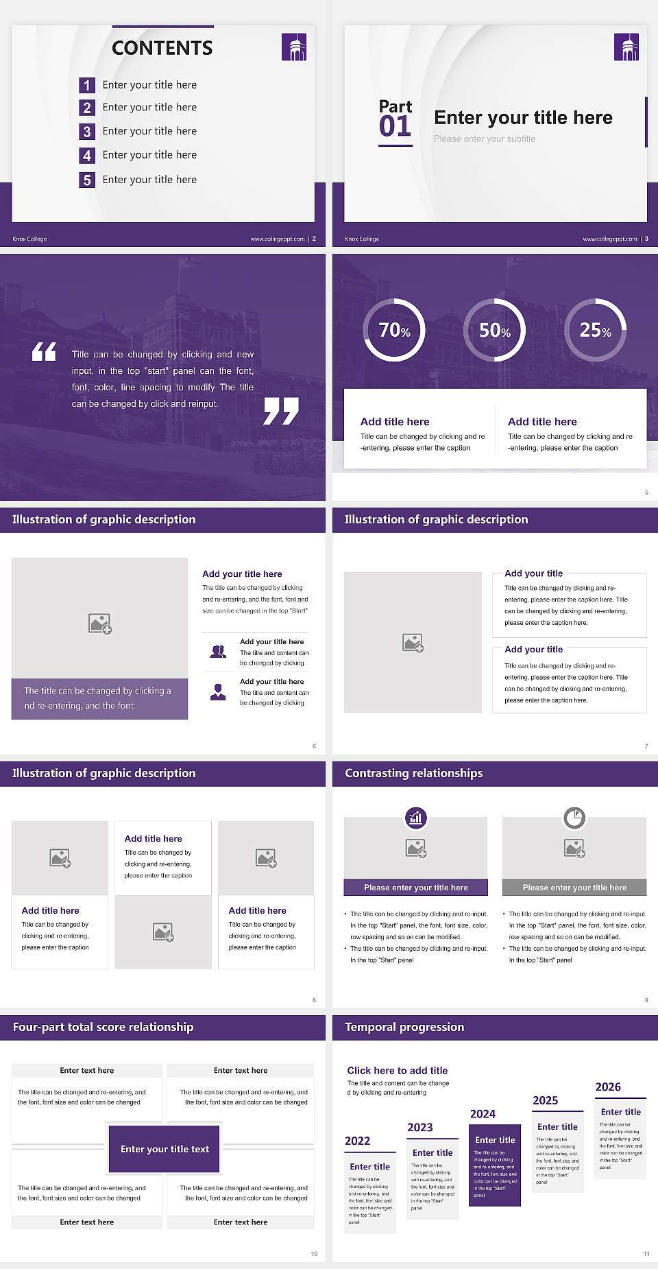 Knox College Thesis Proposal/Graduation Defense PPT Template4:3 ratio PPT effect preview image2