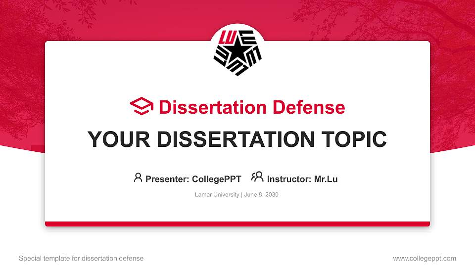 Lamar University Graduation Thesis Defense PPT Template16:9 ratio PPT effect preview image
