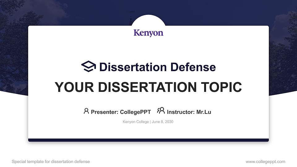 Kenyon College Graduation Thesis Defense PPT Template16:9 ratio PPT effect preview image