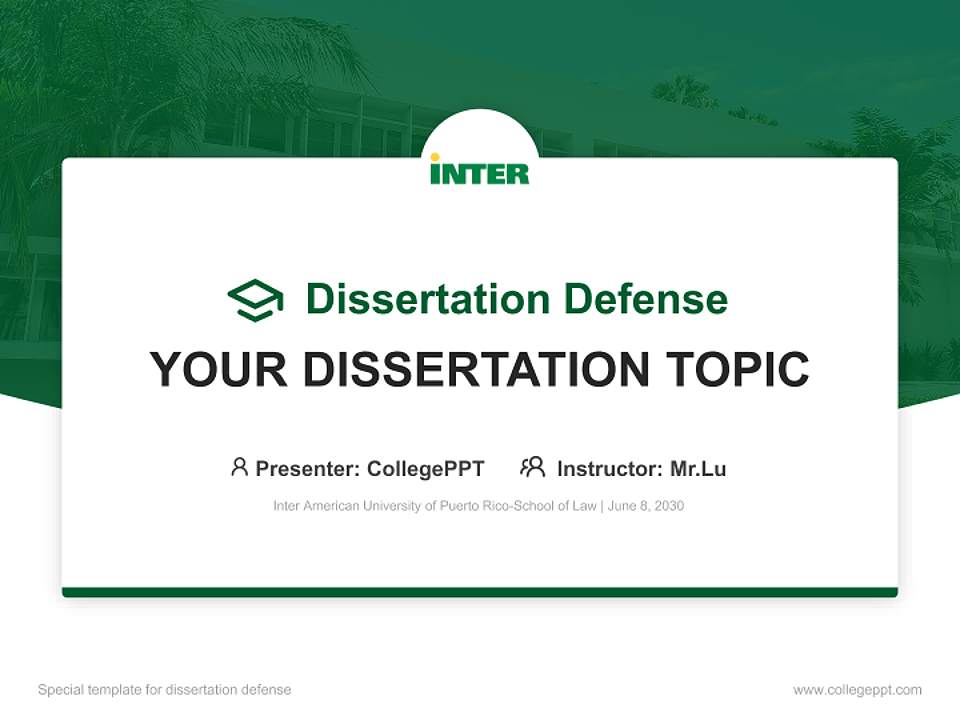 Inter American University of Puerto Rico-School of Law Graduation Thesis Defense PPT Template4:3 ratio PPT effect preview image7