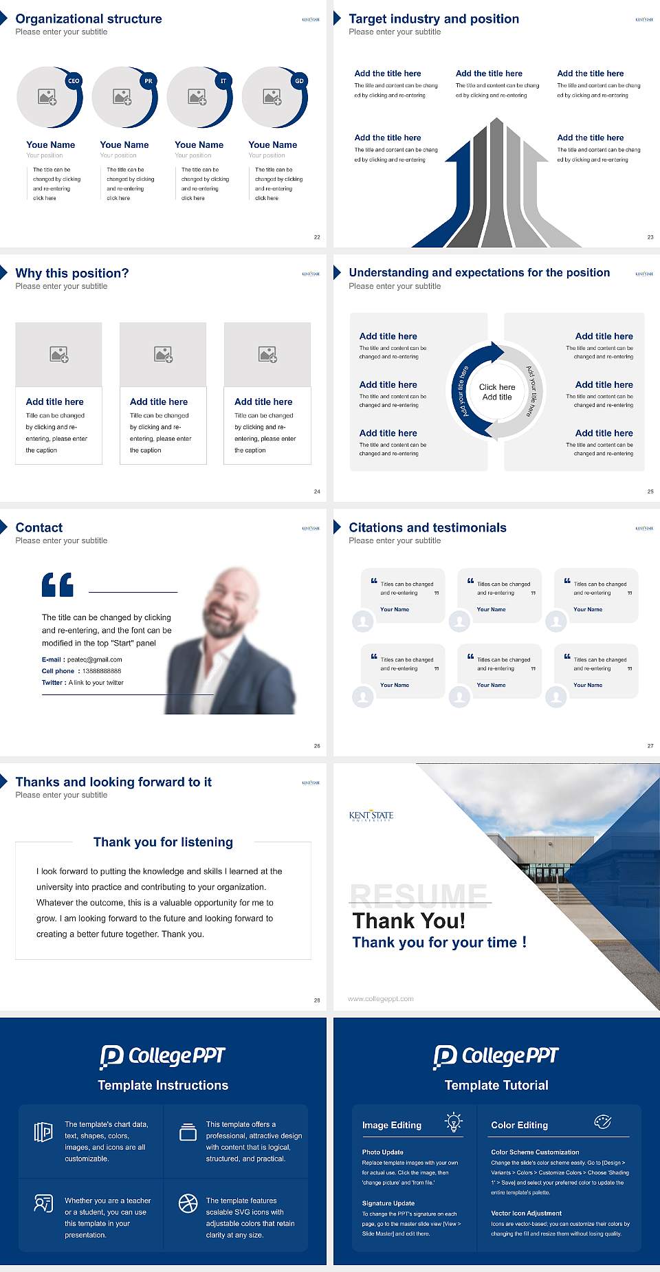 Kent State University at Salem Resume PPT Template4:3 ratio PPT effect preview image4