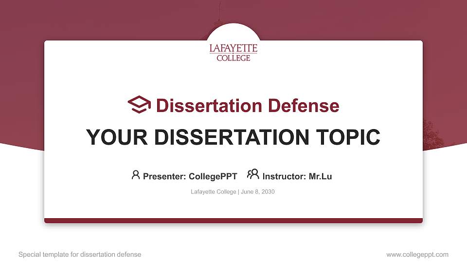 Lafayette College Graduation Thesis Defense PPT Template16:9 ratio PPT effect preview image